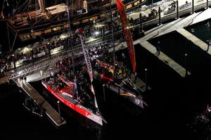 Leg 6 arrivals in Newport; Dongfeng are the winners of Leg 6,crossing the line just 3 and a half minutes ahead of Abu Dhabi Ocean Racing. photo copyright  Ainhoa Sanchez/Volvo Ocean Race taken at  and featuring the  class