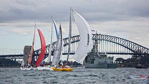 Dodging warships towards the Kirribilli mark in race 4 of the CYCA Winter Series race last Sunday photo copyright Beth Morley - Sport Sailing Photography http://www.sportsailingphotography.com taken at  and featuring the  class