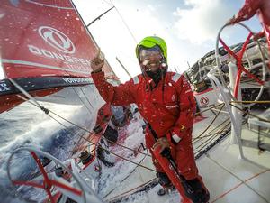 Jin Hao Chen 'Horace' gets really excited when we're in first place. photo copyright Sam Greenfield/Dongfeng Race Team/Volvo Ocean Race taken at  and featuring the  class