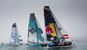 Fleet racing, Act three - Land Rover Extreme Sailing Series 2015 photo copyright Lloyd Images taken at  and featuring the  class