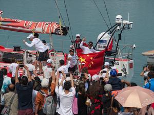 Celebrations in Sanya, Dongfeng won Leg 3 there photo copyright Victor Fraile/Volvo Ocean Race http://www.volcooceanrace.com taken at  and featuring the  class