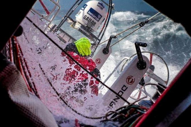 Onboard Dongfeng Race Team – Heavy wind and heavy sea approaching the Bay of Biscay. - Leg 8 to Lorient – Volvo Ocean Race 2015 © Yann Riou / Dongfeng Race Team