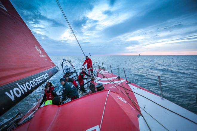  June 20,2015. Leg 9 to Gothenburg onboard Dongfeng Race Team. Day 4. Night falling. 100 miles to finish this last leg of the Volvo Ocean Race  © Yann Riou / Dongfeng Race Team