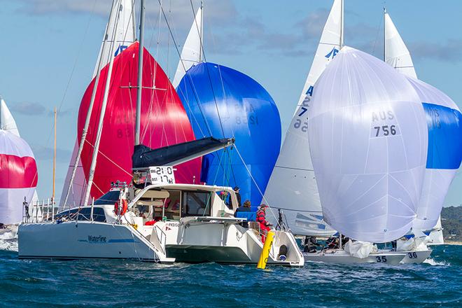 Tight finishing for the Committee  - Marinepool 19th Etchells Australasian Championship © Teri Dodds http://www.teridodds.com