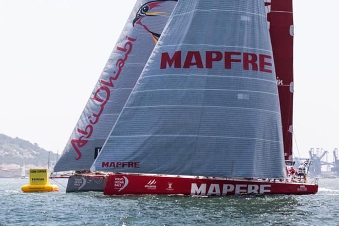 June 6,2015. MAPFRE take first place in the In-Port race in Lisbon. © Maria Mui–a / MAPFRE