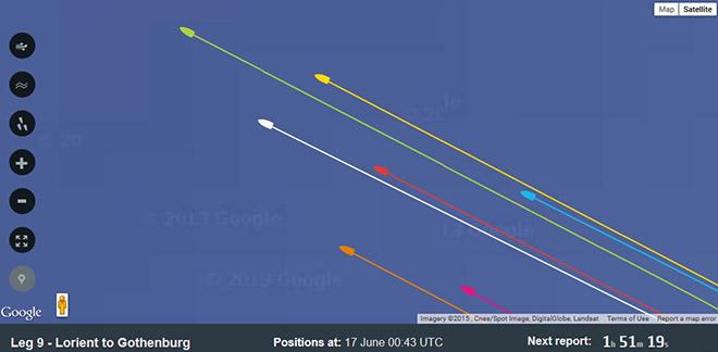 Positions at 17 June 00:43 UTC -  Volvo Ocean Race © Volvo Ocean Race http://www.volvooceanrace.com