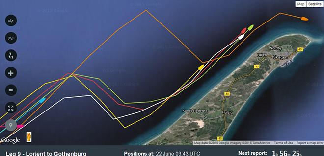Positions at 22 June 03:43 UTC-  Volvo Ocean Race © Volvo Ocean Race http://www.volvooceanrace.com