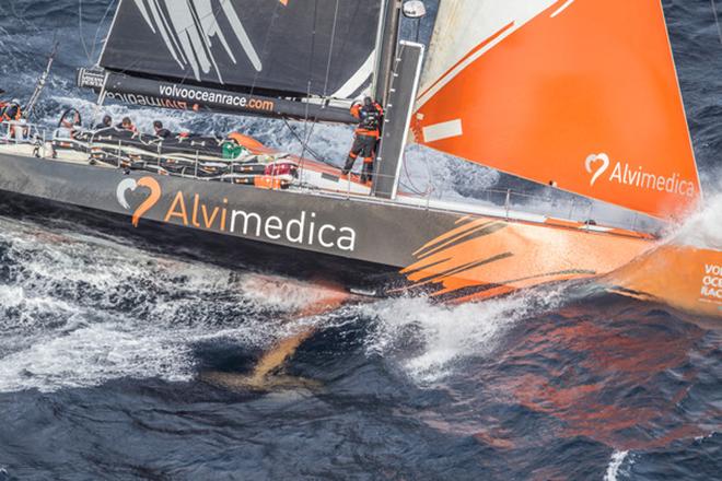 June 09,2015. Team Alvimedica passing by Costa da Morte - Coast of Death - in Spanish waters during Leg 8 to Lorient.  ©  Ainhoa Sanchez/Volvo Ocean Race