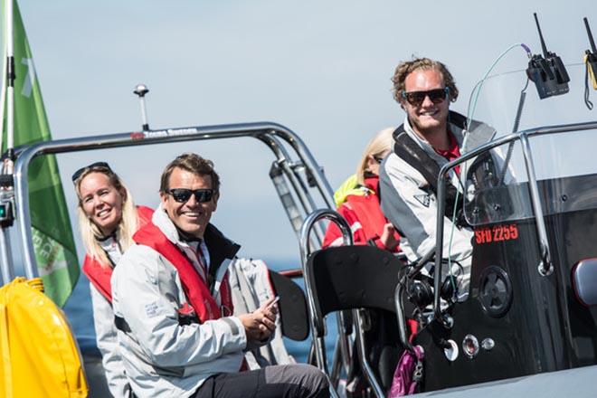  June 22,2015. The fleet arrives in Gothenburg. Volvo Ocean Race CEO Knut Frostad and Karin Backlund.  ©  Marc Bow / Volvo Ocean Race