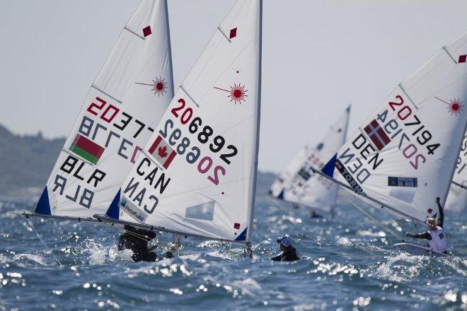 The Women's One Person Dinghy (Laser Radial) fleet on day one - ISAF Sailing World Cup Weymouth and Portland © onEdition http://www.onEdition.com