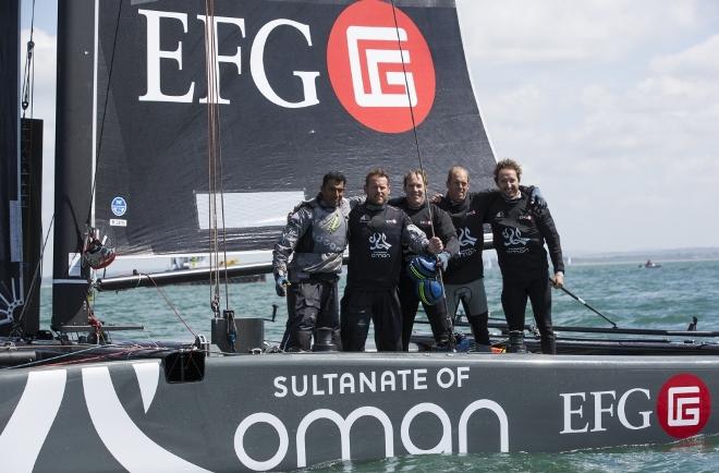 Sultinate of Oman GC32 catamaran taking part in the race today  - 2015 JP Morgan Round the Island Race © Lloyd Images