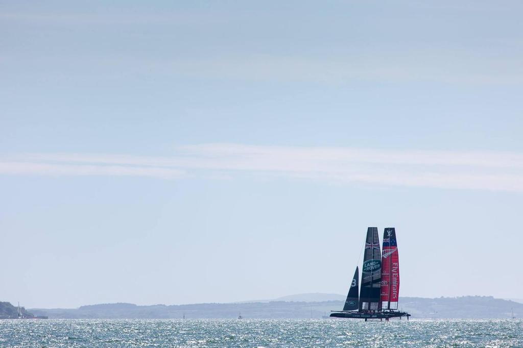  - Land Rover BAR vs Emirates Team NZ - head to head on the Solent photo copyright Ben Ainslie Racing www.benainslieracing.com taken at  and featuring the  class
