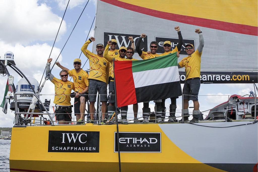 June 22, 2015. Abu Dhabi Ocean Racing arrives in Gothenburg as the winners of the 2014-15 edition of the Volvo Ocean Race. photo copyright  Ian Roman / Abu Dhabi Ocean Racing taken at  and featuring the  class