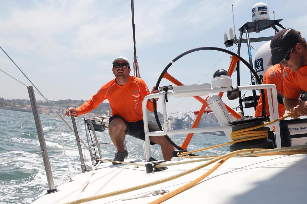 Tense times for skipper Charlie Enright - Team Alvimedica - Practice Race, Lisbon - Racing photo copyright Eugenia Bakunova http://www.mainsail.ru taken at  and featuring the  class