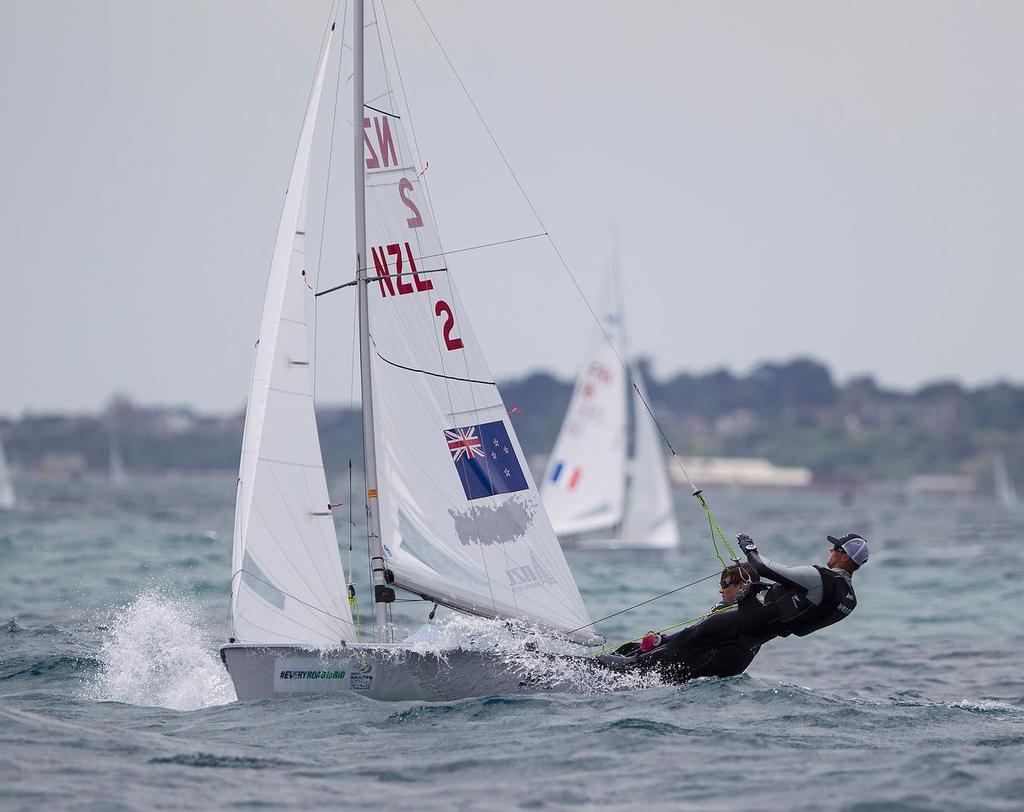 20150610 Copyright onEdition 2015©  
Free for editorial use image, please credit: onEdition  
  
 Paul  Snow-Hansen and Daniel Willcox, NZL, Men's Two Person Dinghy (470) at Day One of the ISAF Sailing World Cup Weymouth & Portland.  
  
Returning to the London 2012 Olympic waters, the ISAF Sailing World Cup Weymouth and Portland is taking place between 8-14 June with the racing conducted over five days between 10-14 June at Weymouth and Portland National Sailing Academy. Medal race day on Sunday 14 June photo copyright onEdition http://www.onEdition.com taken at  and featuring the  class