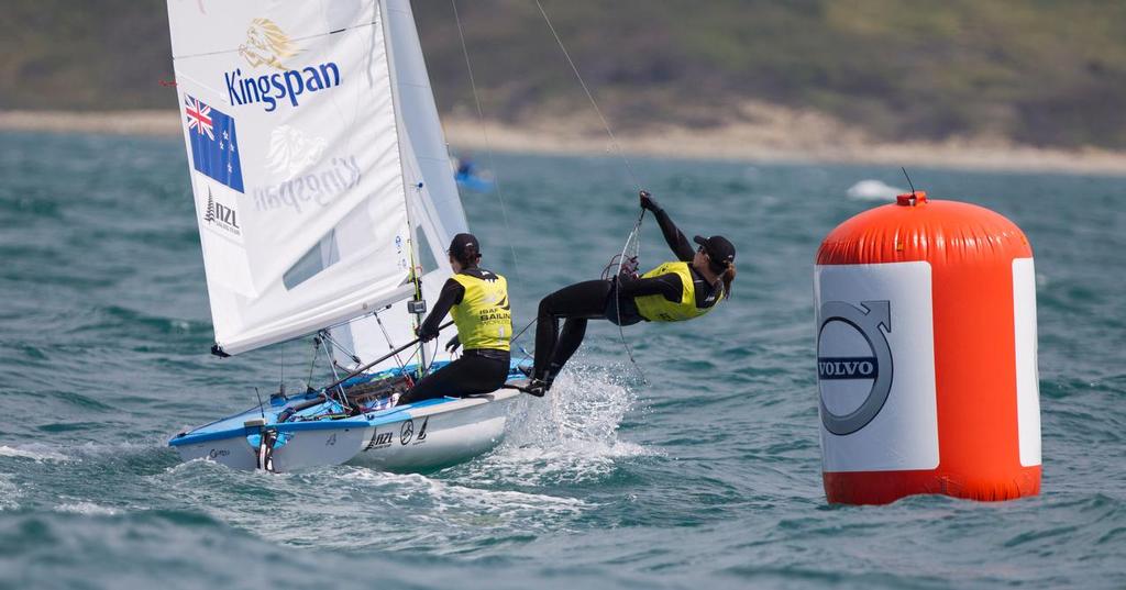 Jo Aleh and Polly Powrie, NZL, Women's Two Person Dinghy (470) at Day Two of the ISAF Sailing World Cup Weymouth & Portland. photo copyright onEdition http://www.onEdition.com taken at  and featuring the  class