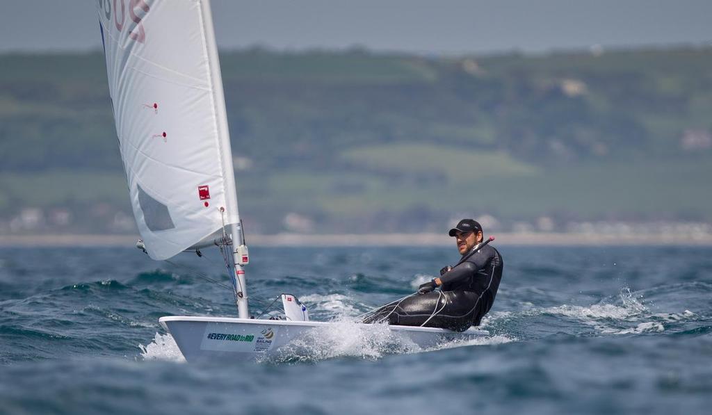 Michael Bullot, NZL, Men’s One Person Dinghy (Laser) on day two of the ISAF Sailing World Cup Weymouth & Portland. © onEdition http://www.onEdition.com
