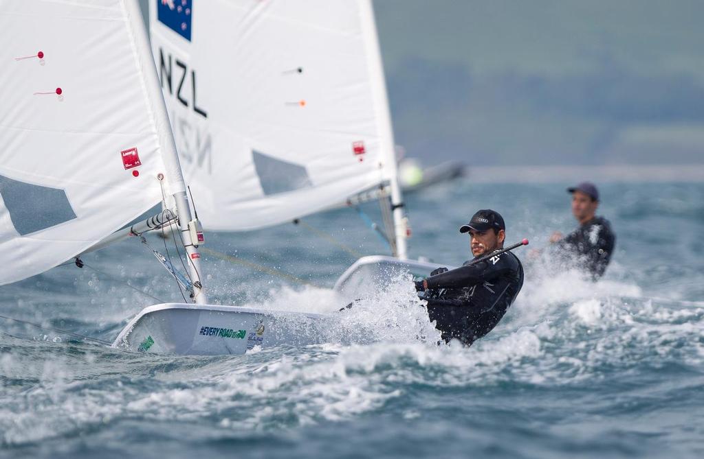 Michael Bullot, NZL, Mens One Person Dinghy (Laser) on day two of the ISAF Sailing World Cup Weymouth & Portland.<br />
 © onEdition http://www.onEdition.com
