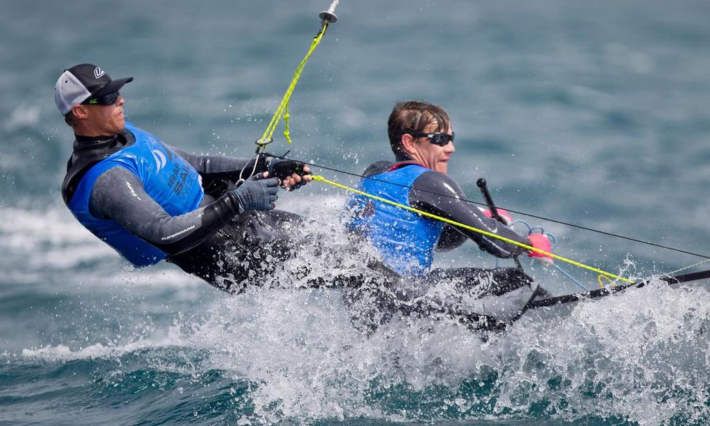Paul  Snow-Hansen and Daniel Willcox, NZL, Men's Two Person Dinghy (470) on day four of the ISAF Sailing World Cup Weymouth & Portland. © onEdition http://www.onEdition.com