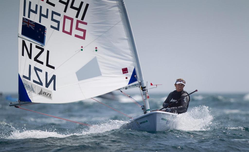 Sara Winther, NZL, Women’s One Person Dinghy (Laser Radial) on Day 4 of the ISAF Sailing World Cup Weymouth & Portland. © onEdition http://www.onEdition.com