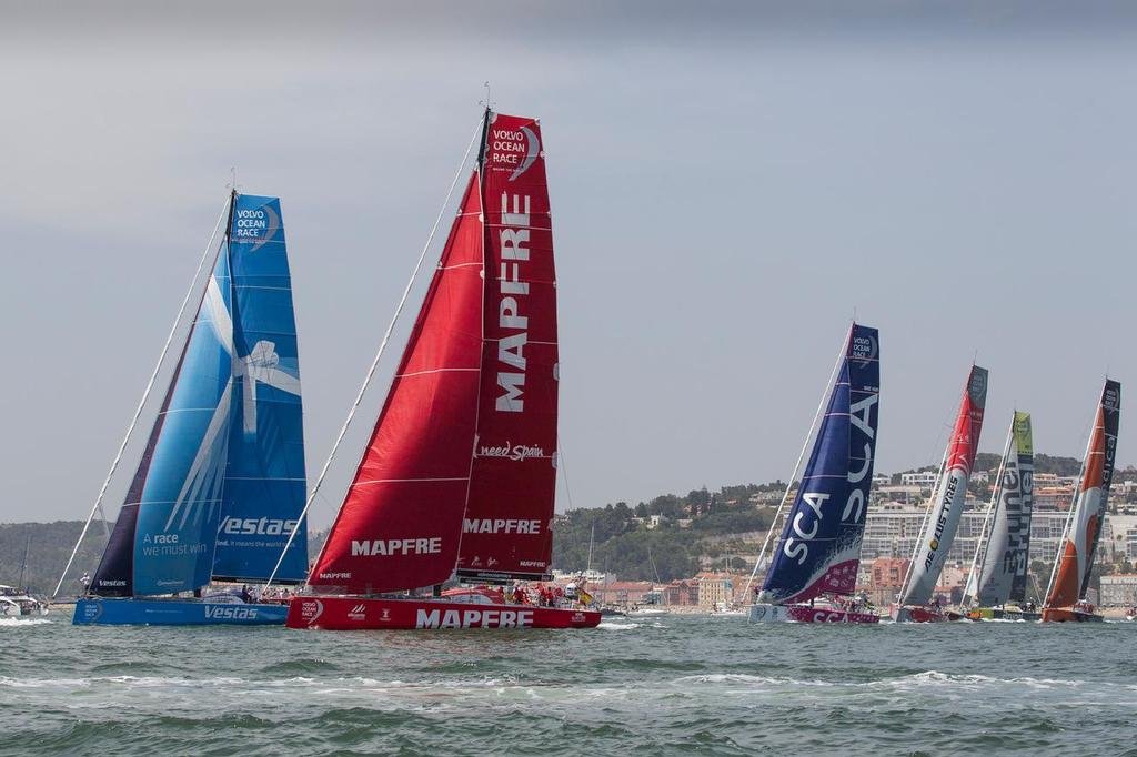  The Volvo Ocean Race fleet during the Lisbon In-Port Race photo copyright  Ian Roman / Abu Dhabi Ocean Racing taken at  and featuring the  class