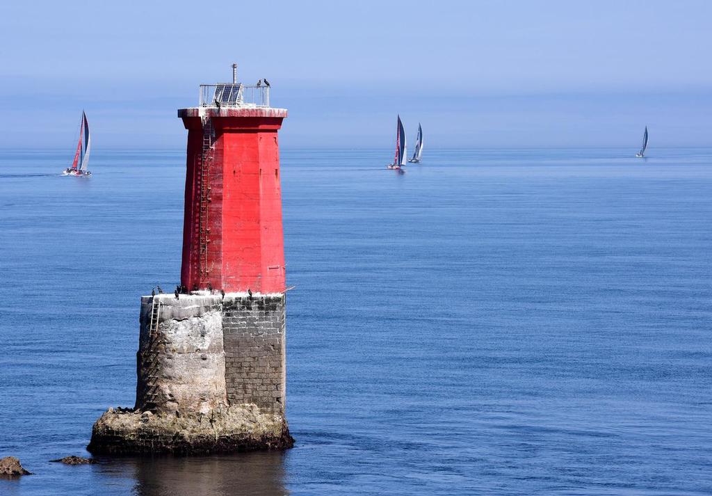 June 17 2015 Volvo Ocean Race Leg 9 Lorient to Gothenburg via The Hague. <br />
Boats close to Ushant NW Brittany France by the town of Le Conquet<br />
 © Rick Tomlinson/Volvo Ocean Race http://www.volvooceanrace.com