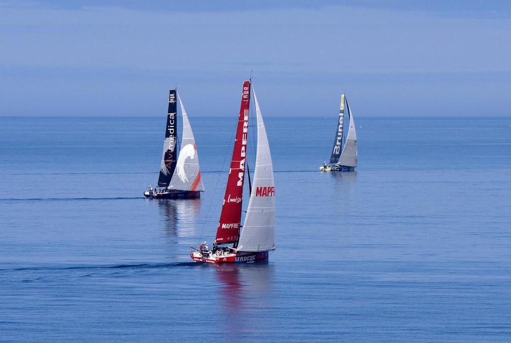 June 17 2015 Volvo Ocean Race Leg 9 Lorient to Gothenburg via The Hague. Boats close to Ushant NW Brittany France by the town of Le Conquet<br />
 © Rick Tomlinson/Volvo Ocean Race http://www.volvooceanrace.com