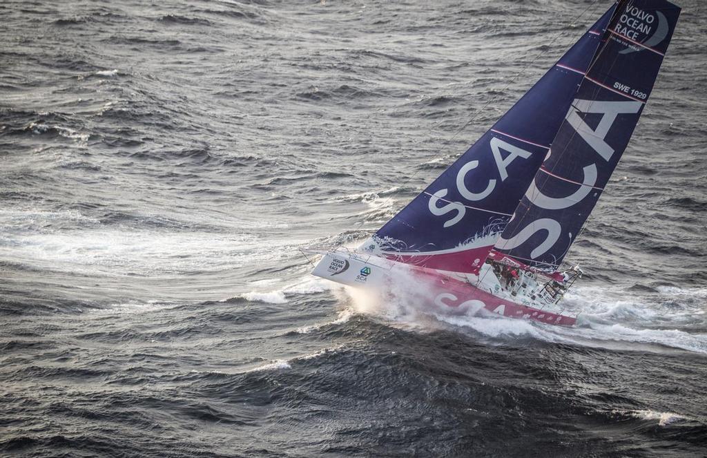 June 09, 2015. Team SCA passing by Costa da Morte - Coast of Death - in Spanish waters during Leg 8 to Lisbon. photo copyright  Ainhoa Sanchez/Volvo Ocean Race taken at  and featuring the  class