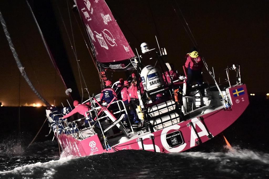 June 11, 2015. Team SCA wins Leg 8 from Lisbon to Lorient photo copyright Ricardo Pinto / Volvo Ocean Race taken at  and featuring the  class