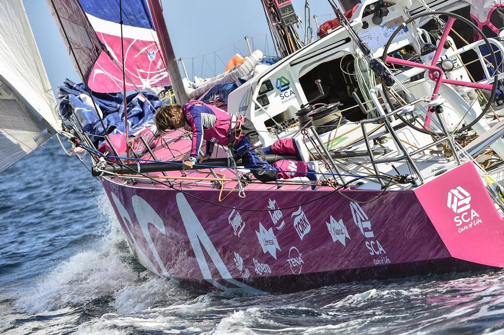 June 14, 2015. Start of Leg 9 from Lorient to Gothenburg. Team SCA photo copyright Ricardo Pinto / Volvo Ocean Race taken at  and featuring the  class