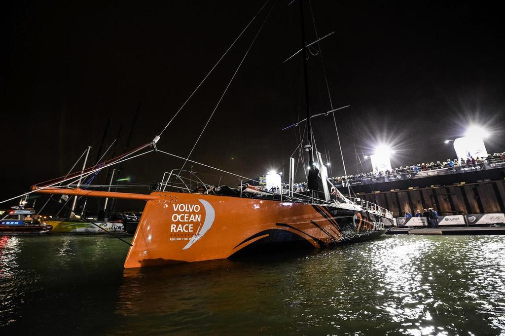 June 19, 2015. Arrivals to the Pitstop in The Hague during Leg 9 to Gothenburg. Team Alvimedica in the pontoon. photo copyright Ricardo Pinto / Volvo Ocean Race taken at  and featuring the  class