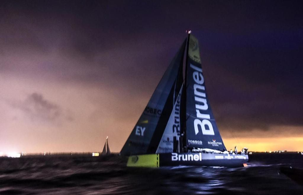 June 19, 2015. Arrivals to the Pitstop in The Hague during Leg 9 to Gothenburg. Team Brunel, fourth to arrive. photo copyright Ricardo Pinto / Volvo Ocean Race taken at  and featuring the  class