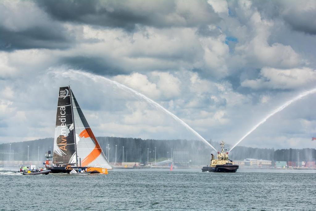 June 22, 2015. The fleet arrives in Gothenburg, Team Alvimedica photo copyright Volvo Ocean Race http://www.volvooceanrace.com taken at  and featuring the  class