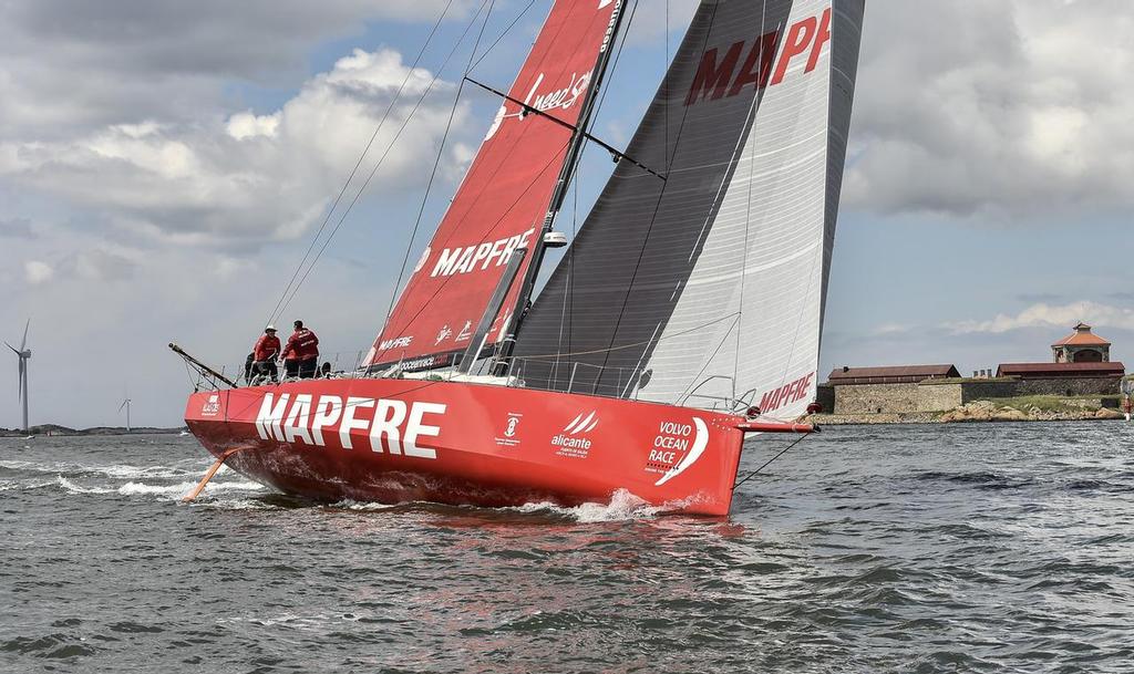 June 22, 2015. The fleet arrives in Gothenburg completing the 2014-15 Volvo Ocean Race. MAPFRE approaching the finish line. photo copyright Ricardo Pinto / Volvo Ocean Race taken at  and featuring the  class