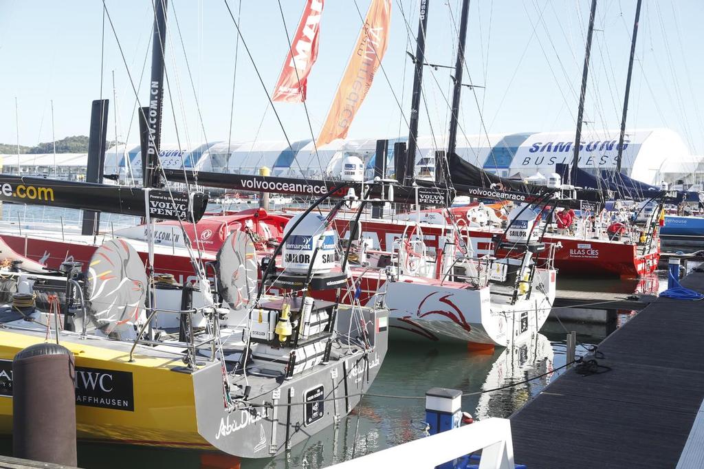 Transom line-up - On the dock - Volvo Ocean Race, Lisbon photo copyright Eugenia Bakunova http://www.mainsail.ru taken at  and featuring the  class