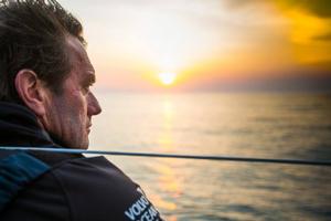 A pensive Tony Rae on Team Vestas Wind at the start of Day 2 of Leg 8 of the Volvo Ocean Race. photo copyright Brian Carlin - Team Vestas Wind taken at  and featuring the  class