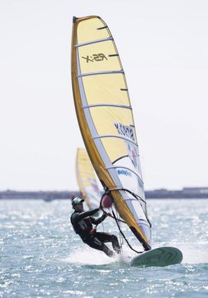 Byunggun Lee, KOR, Men's Windsurfer (RSX) on day one - ISAF Sailing World Cup Weymouth and Portland photo copyright onEdition http://www.onEdition.com taken at  and featuring the  class