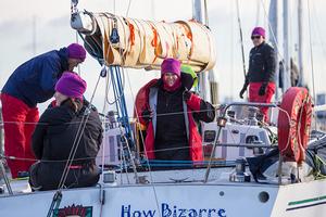 2015 Australian Women's Keelboat Regatta Novocastrians on How Bizarre rugged up and ready for Port Phillip photo copyright  Bruno Cocozza taken at  and featuring the  class