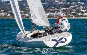 Mark Bradford's Bootross carries Andrew 'Bart' Simpson's memory around the course - Marinepool Etchells Australasian Winter Championship 2015 photo copyright Teri Dodds http://www.teridodds.com taken at  and featuring the  class