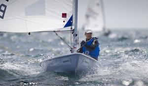 Evi Van Acker, BEL, Women's One Person Dinghy (Laser Radial) on day four - 2015 ISAF Sailing WC Weymouth and Portland photo copyright onEdition http://www.onEdition.com taken at  and featuring the  class