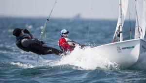 Huimin Feng and Lizhu Huang, CHN, Women's Two Person Dinghy (470) at day two - 2015 ISAF Sailing WC Weymouth and Portland photo copyright onEdition http://www.onEdition.com taken at  and featuring the  class