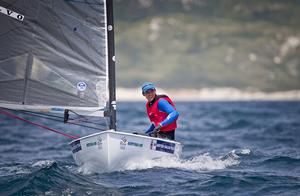 Giles Scott, GBR, Men's One Person Dinghy Heavy (Finn) on day one of the ISAF Sailing World Cup Weymouth & Portland. photo copyright  Photo on Edition taken at  and featuring the  class