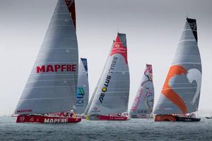 The fleet during the start of leg 8. - Volvo Ocean Race 2015 photo copyright Maria Mui–a / MAPFRE taken at  and featuring the  class
