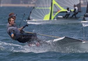Stephen Morrison and Chris Grube, GBR, Men's Skiff (49er) on day four - 2015 ISAF Sailing WC Weymouth and Portland photo copyright onEdition http://www.onEdition.com taken at  and featuring the  class