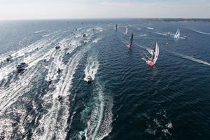 June 14,2015. The start of Leg 9 from Lorient to Gothenburg via the Hague; The fleet photo copyright  Ainhoa Sanchez/Volvo Ocean Race taken at  and featuring the  class