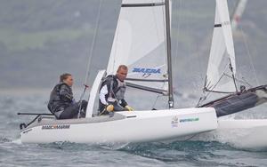 Yoana Petrova and Nokolay Tashev, BUL, Mixed Multihull (Nacra 17) on day four - 2015 ISAF Sailing WC Weymouth and Portland photo copyright onEdition http://www.onEdition.com taken at  and featuring the  class