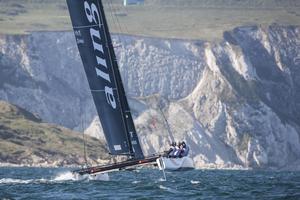 Alinghi on the south side of the island - 2015 JP Morgan Round the Island Race photo copyright Sander van der Borch / Bullitt GC32 Racing Tour taken at  and featuring the  class
