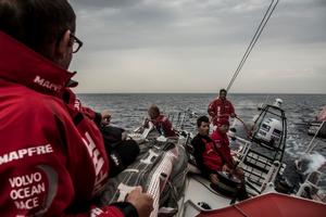 Onboard MAPFRE - Jean Luc Nelias thinking about tacking just before the wind shift - Leg 8 to Lorient – Volvo Ocean Race 2015 photo copyright Francisco Vignale/Mapfre/Volvo Ocean Race taken at  and featuring the  class