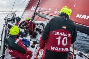 Onboard MAPFRE – Xabi Fernandez on the helm with tight upwind conditions - Leg 8 to Lorient – Volvo Ocean Race 2015 photo copyright Francisco Vignale/Mapfre/Volvo Ocean Race taken at  and featuring the  class