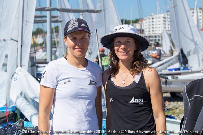 Jo Aleh and Polly Powrie on Day 3 of the 470 Europeans in Denmark © 470 European Championships